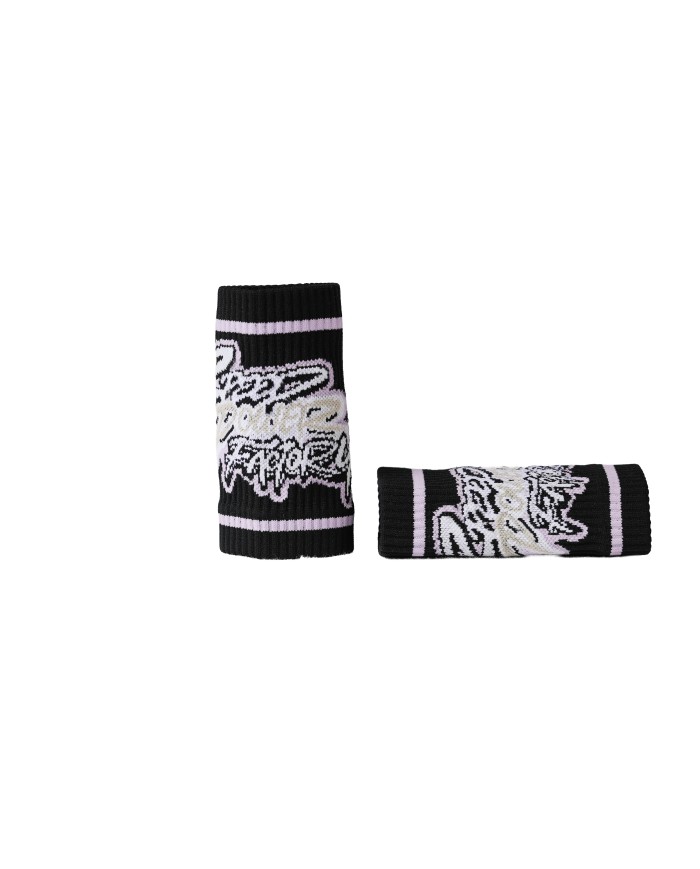 Muñequeras Negras/Light Purple